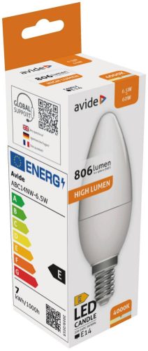 Avide LED Candle 6.5W E14 NW 4000K