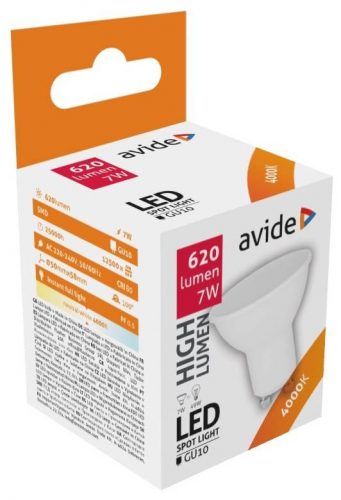 Avide LED Spot Alu+plastic 7W GU10 NW 4000K