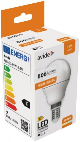 Avide LED Globe Mini G45 6.5W E14 NW 4000K